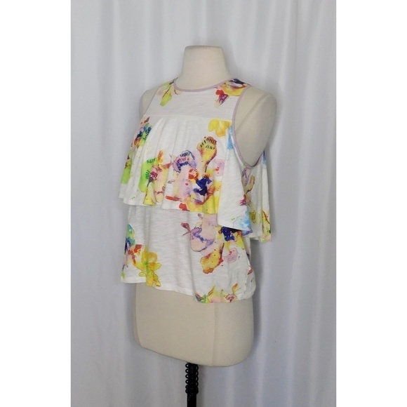 NWT!! Anthropologie MEADOW RUE Cantara Floral Knit Tiered Tank Top X-Small - Picture 7 of 15